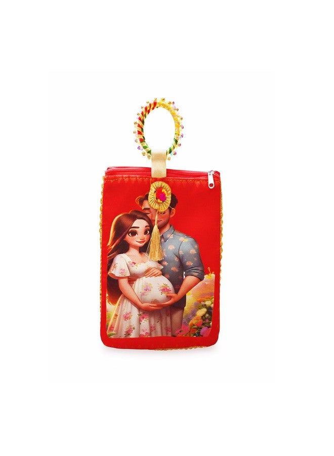 TAVASYA Traditional Potli Gift Bags with Zip & Bangle Handle - Pack of 10 - Baby Shower Design| Return Gift Bags for Weddings, Pooja, Baby Shower, Housewarming, Festivals & Functions - Image 5
